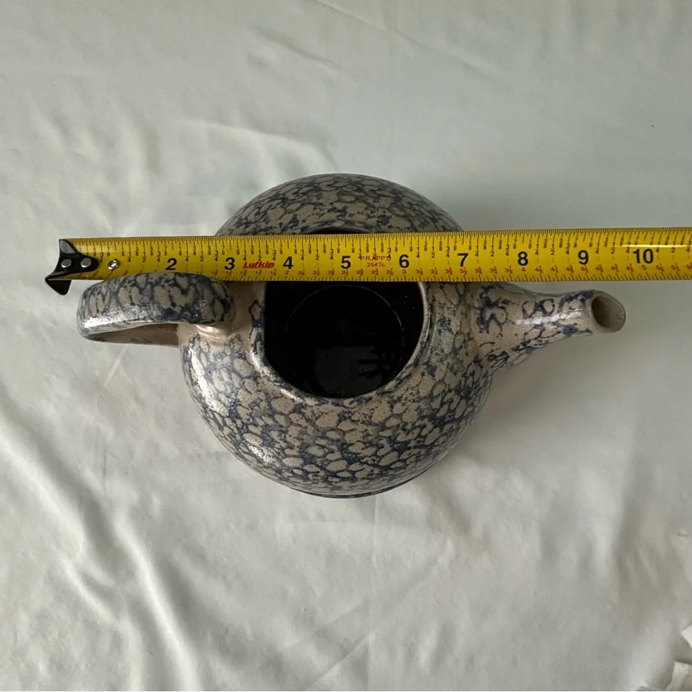 Beaumont Brothers Pottery Blue and Gray Salt Glaze Tea/Coffee Pot With Plate